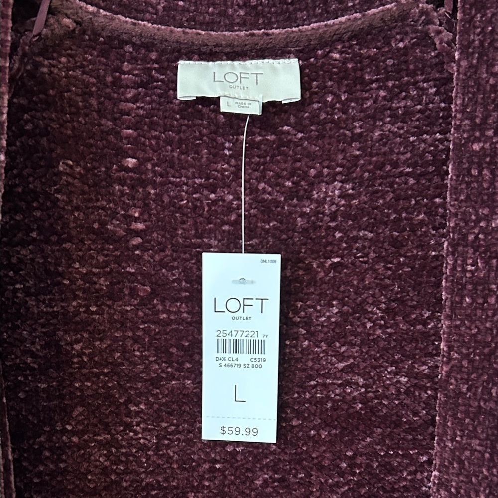 LOFT Rich Burgundy Open Cardigan - Picture 2 of 2